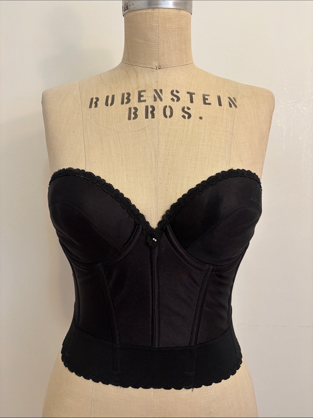 Black Vintage Strapless Bustier Top